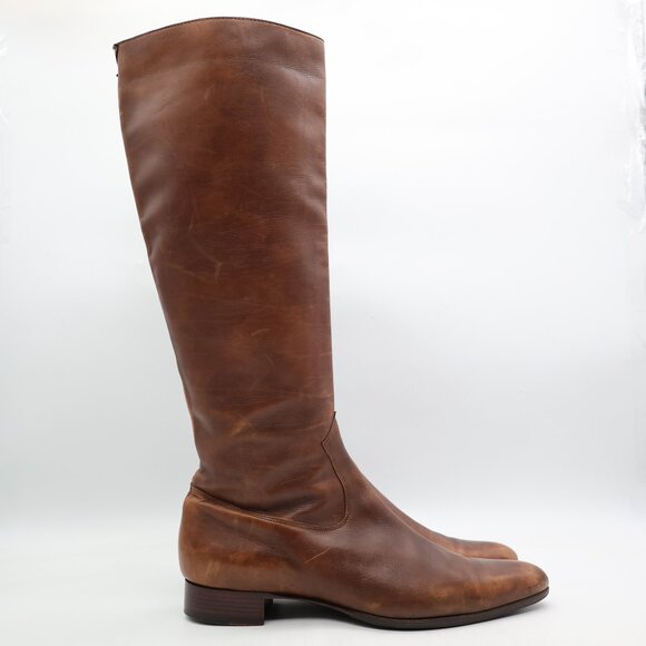 Ralph Lauren Collection Brown Leather Riding Women's Size 10.5 B Zip Tall Boots - Picture 1 of 12